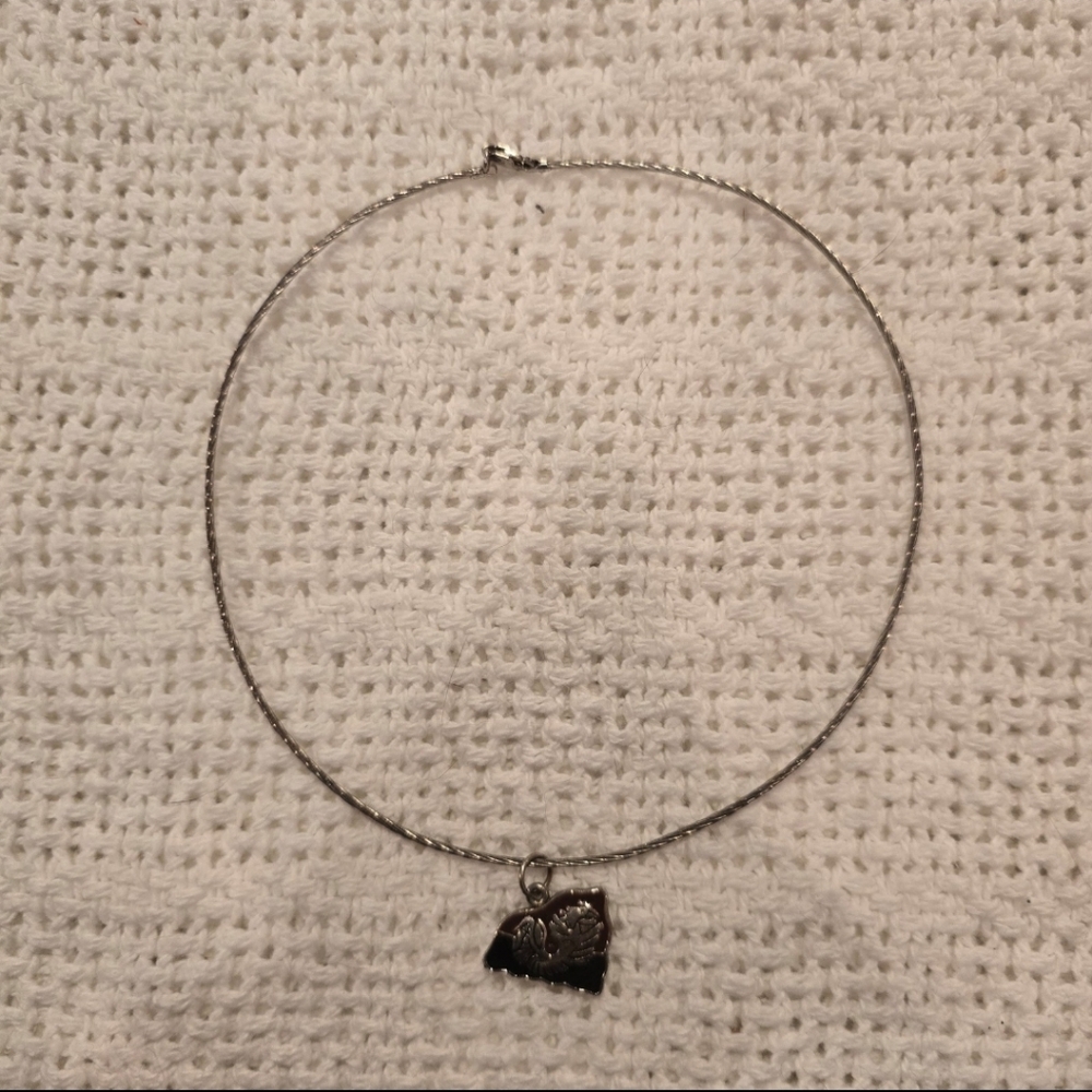 Sterling Silver Cord Hoop Necklace